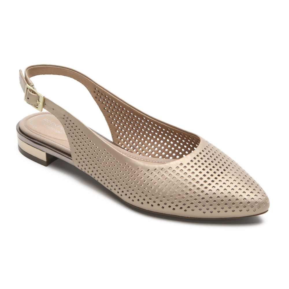 Rockport Singapore Womens Flats - Total Motion Adelyn Slingback Beige - HX4305786